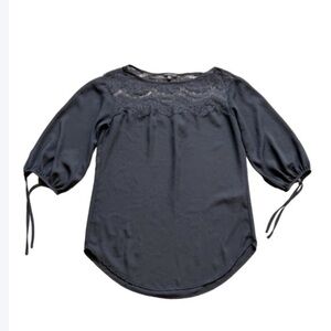 DYNAMITE black boho 3/4 sleeve black top blouse with lace detail. Like new.